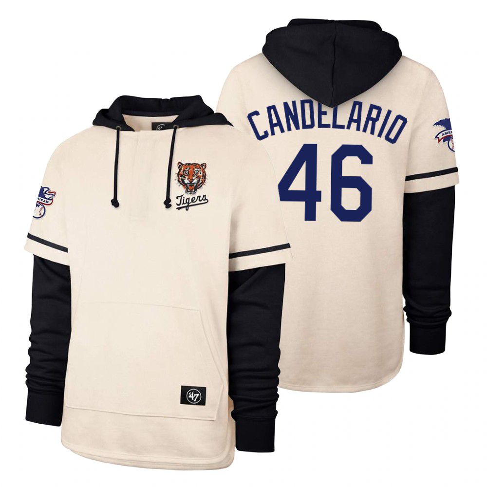 Men Detroit Tigers #46 Candelario Cream 2021 Pullover Hoodie MLB Jersey->detroit tigers->MLB Jersey